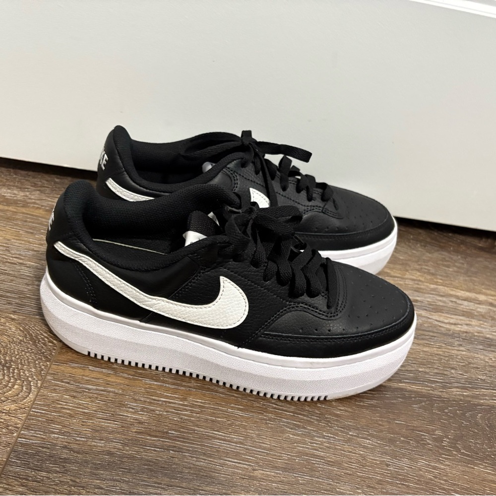 New Nike Air Force 1 '07 Leather Shoes Black White CT2302-002 Ladies 9
